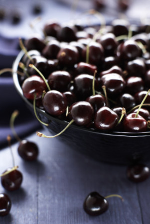 Bowl of black cherries